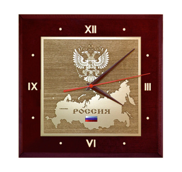 Настенные часы ''Карта России с гербом РФ'' КВ