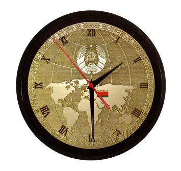 Настенные часы ''Карта мира с гербом РБ''