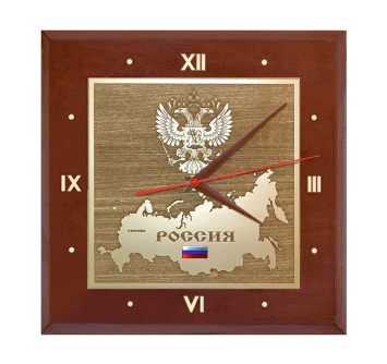 Настенные часы ''Карта России с гербом РФ'' КВ