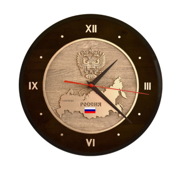Настенные часы ''Карта России с гербом РФ'' КР