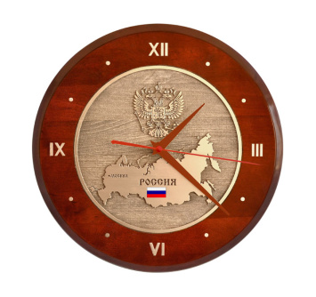 Настенные часы ''Карта России с гербом РФ'' КР